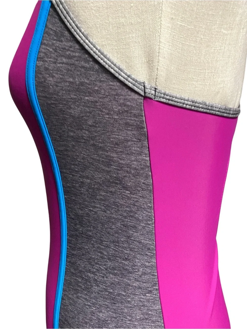 Speedo Big Girls One Piece Fuchsia Pink Heather Gray Swimsuit 16 Sporty